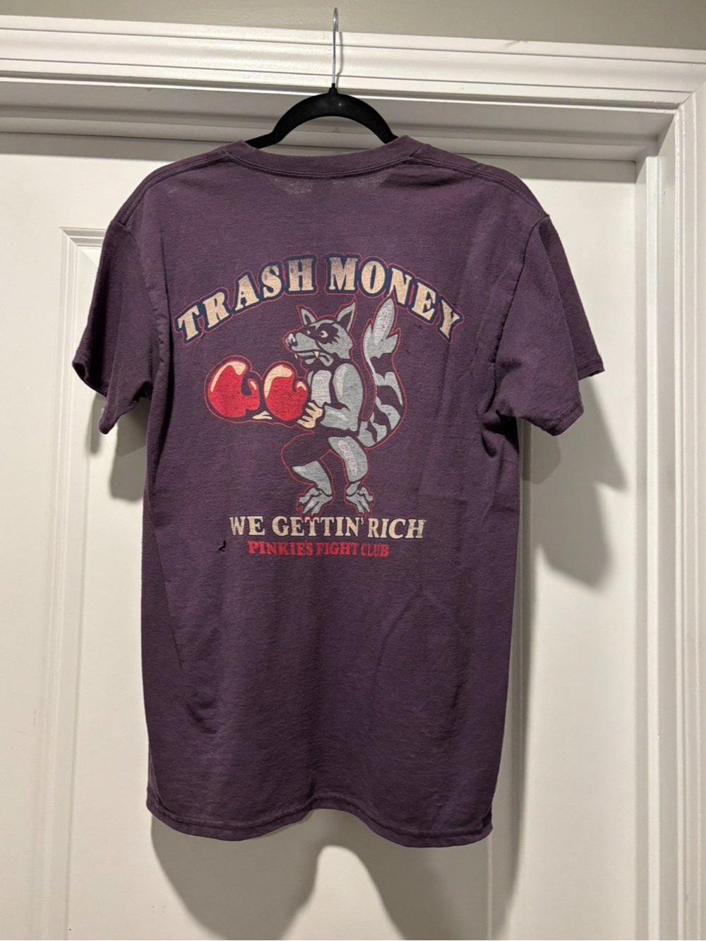 Men's Purple Graphic Tee - Short Sleeve Crewneck - Pinkies Fight Club - Picture 2 of 2